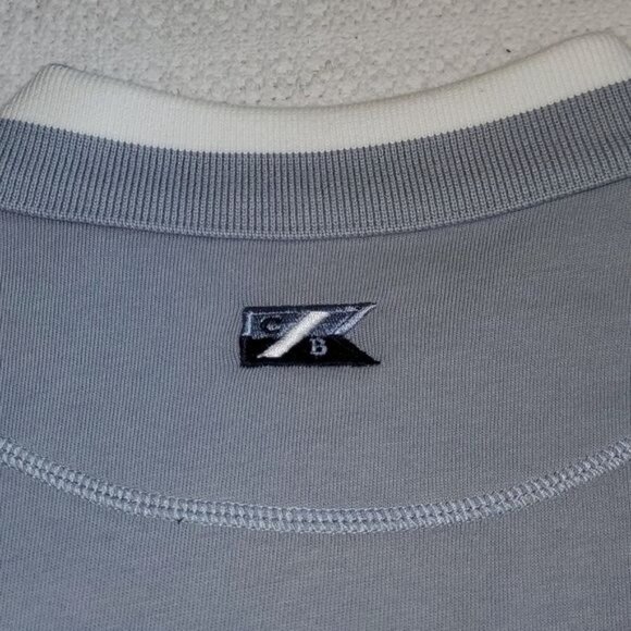 Cutter & Buck Embroidered Sleeve "Absolut" Button Grey Cream SS Polo Sz L Shirt - Picture 7 of 14
